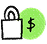Padlock icon with a dollar sign beside it