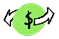 Icon with two circular arrows around a dollar sign