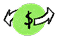 Icon with two circular arrows around a dollar sign